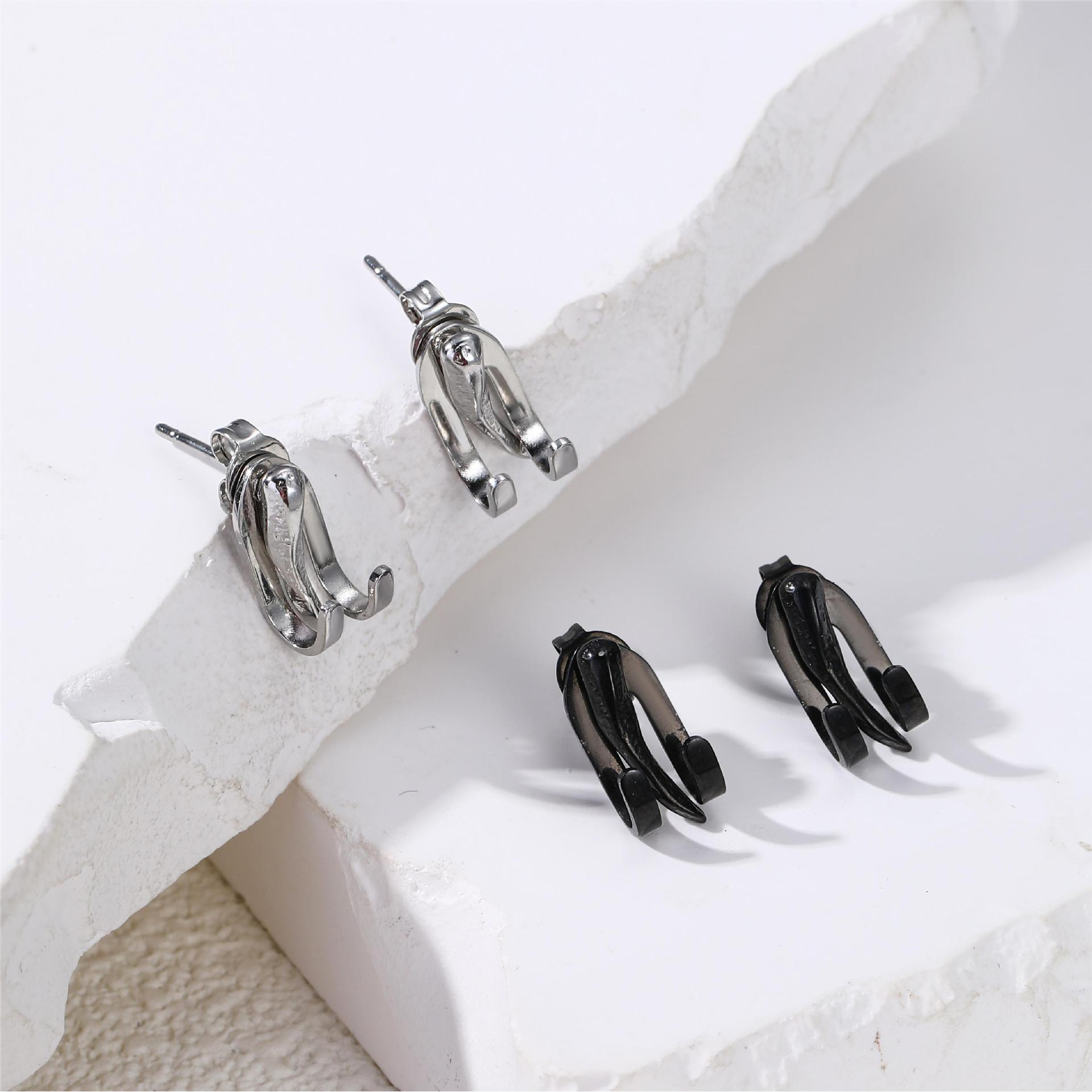 钛钢耳饰 ins水滴爪子耳钉小众设计简约气质设计师时尚男女情侣款