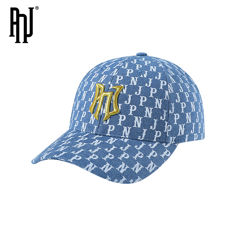 PNJ 夏季潮牌运动棒球帽女休闲牛仔蓝鸭舌帽中性帽子PNJA151038
