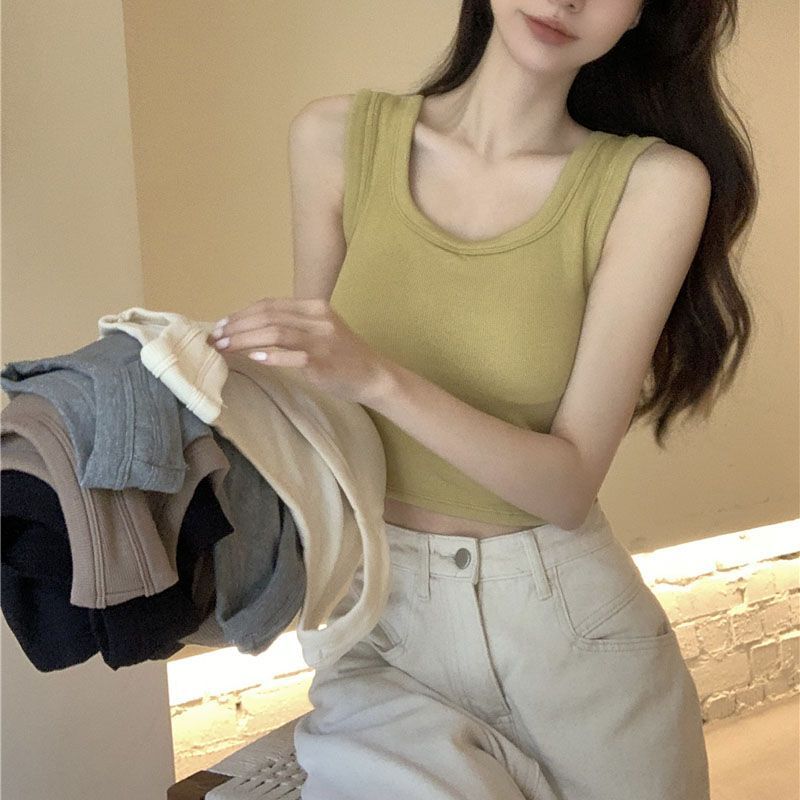 带胸垫磨毛加厚保暖网红吊带背心女内搭修身打底内衣外穿上衣女