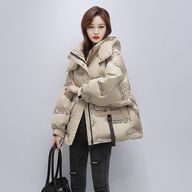 波司澄羽绒服抖音网红时尚爆款连帽印花短款冬季韩版女款保暖外套