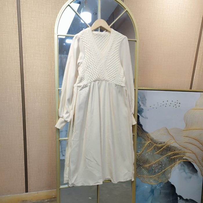 BE173孕妇杏色连衣裙90-130