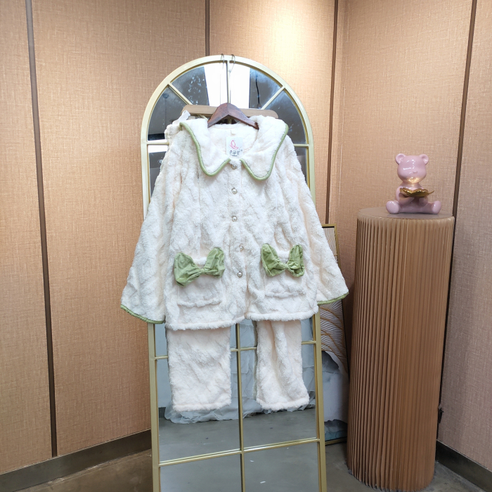 LC85孕妇杏色珊瑚绒月子服套装L100-130XL140XXL150