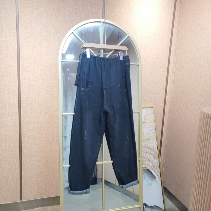 GU123孕妇黑色牛仔裤  110-140