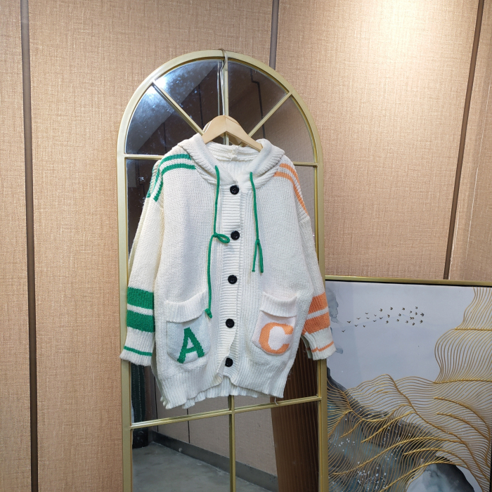 AD935孕妇白色毛衣开衫100-140