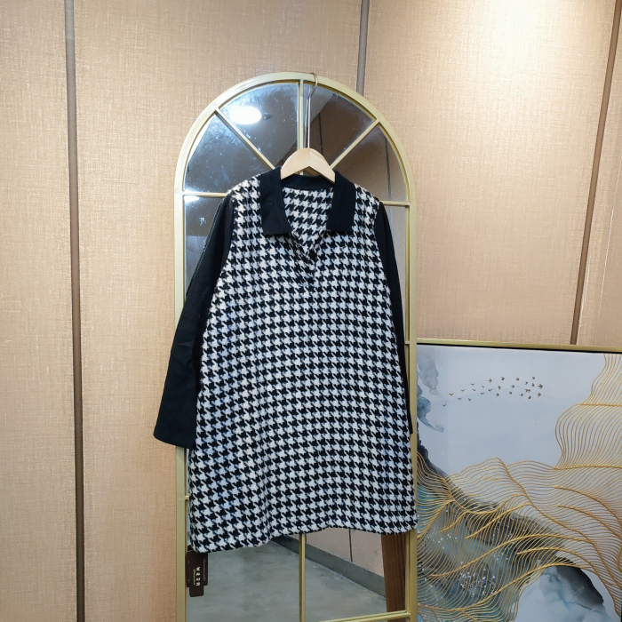 BF960孕妇黑色格子连衣裙  110-140