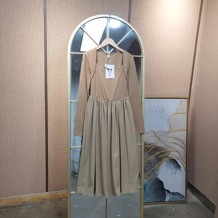 Z140孕妇棕色连衣裙M90-120L130XL140XXL150