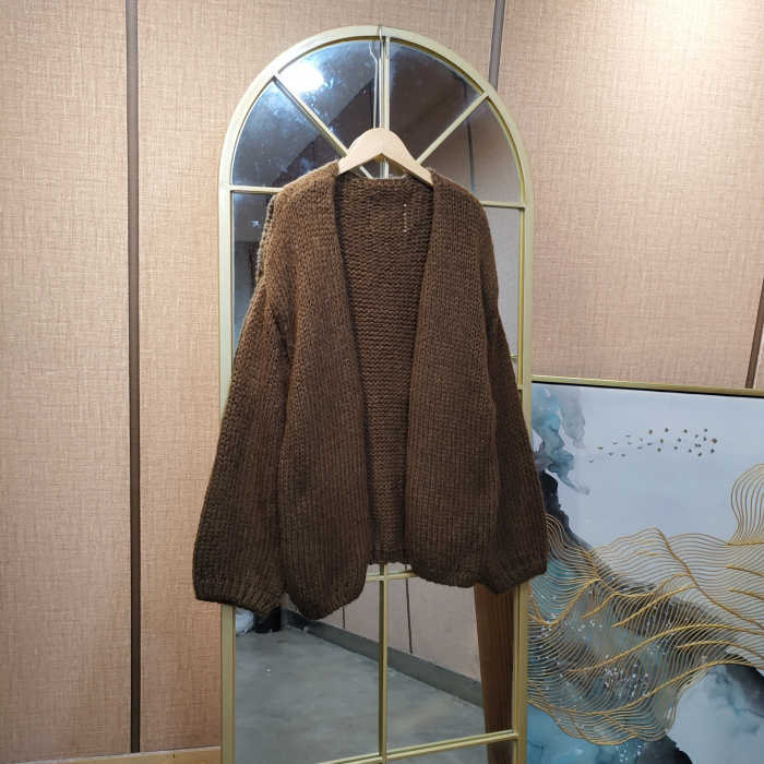 AD263孕妇棕色毛衣开衫90-140