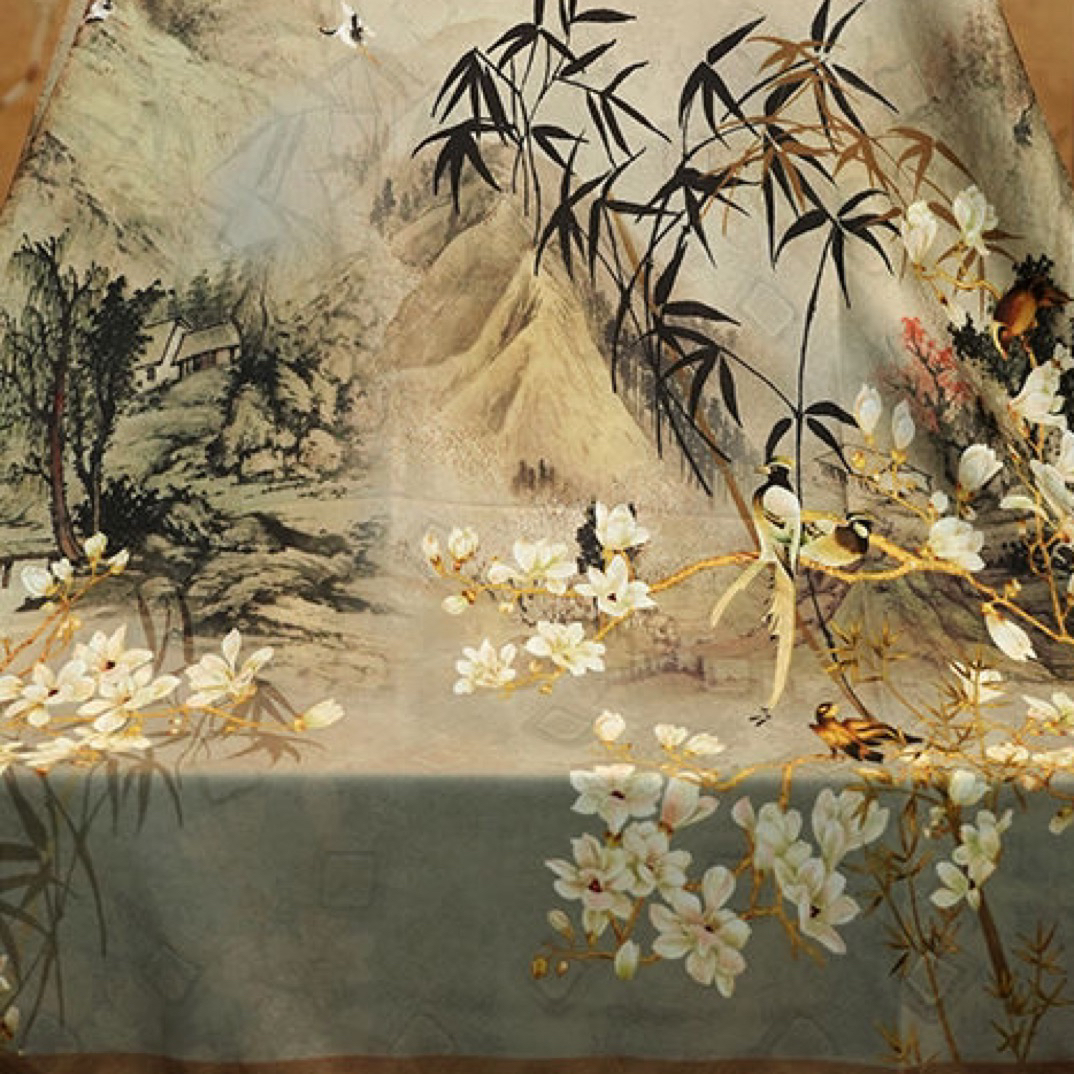 L【上新】防水布古风印花加厚防水布布料麻绳手工diy底布中国风衬布