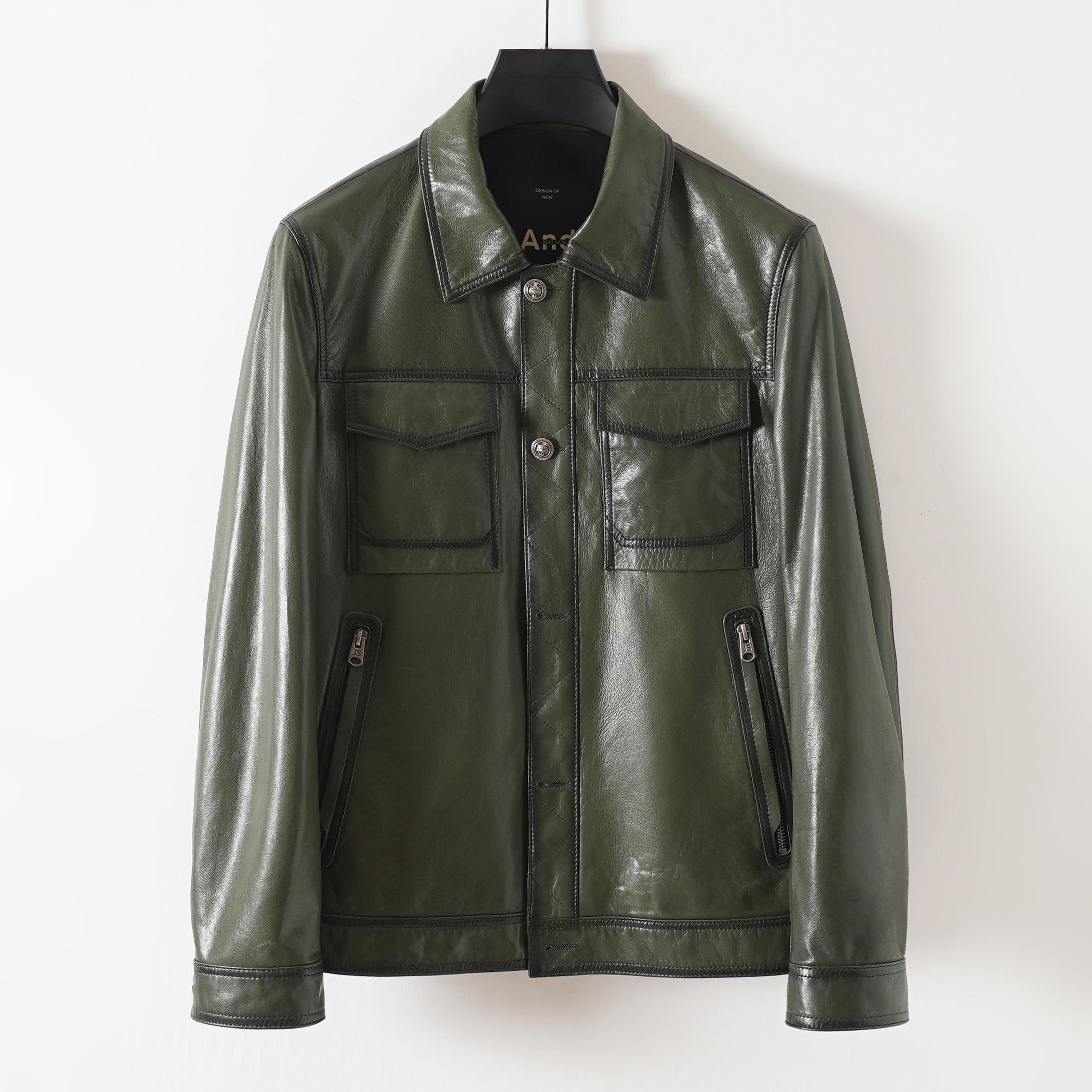 海宁真皮山羊皮衣男休闲时尚皮夹克春秋冬翻领皮衣外套男新款