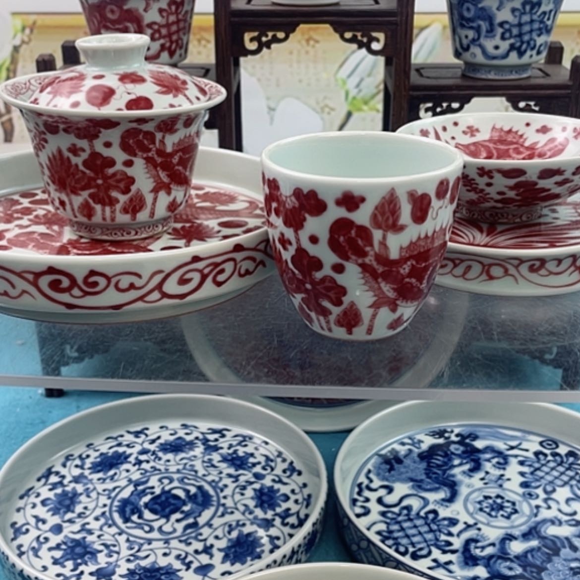 【闪购商品】陶瓷红鱼藻五件套加礼盒