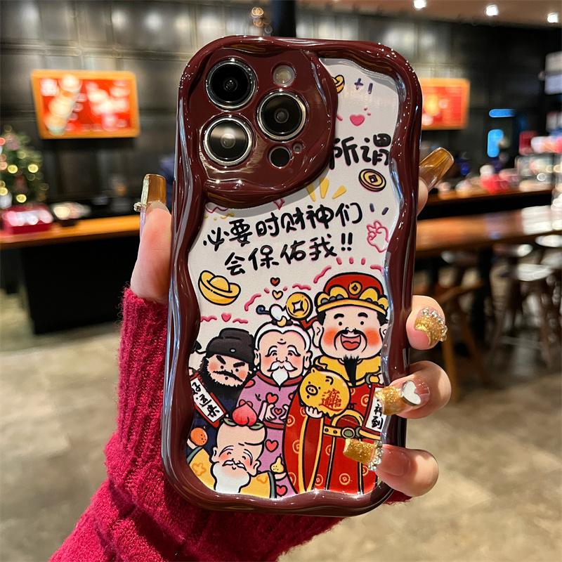 财神保佑适用iphone15promax12苹果13手机壳11华为OPPO防摔vivo套
