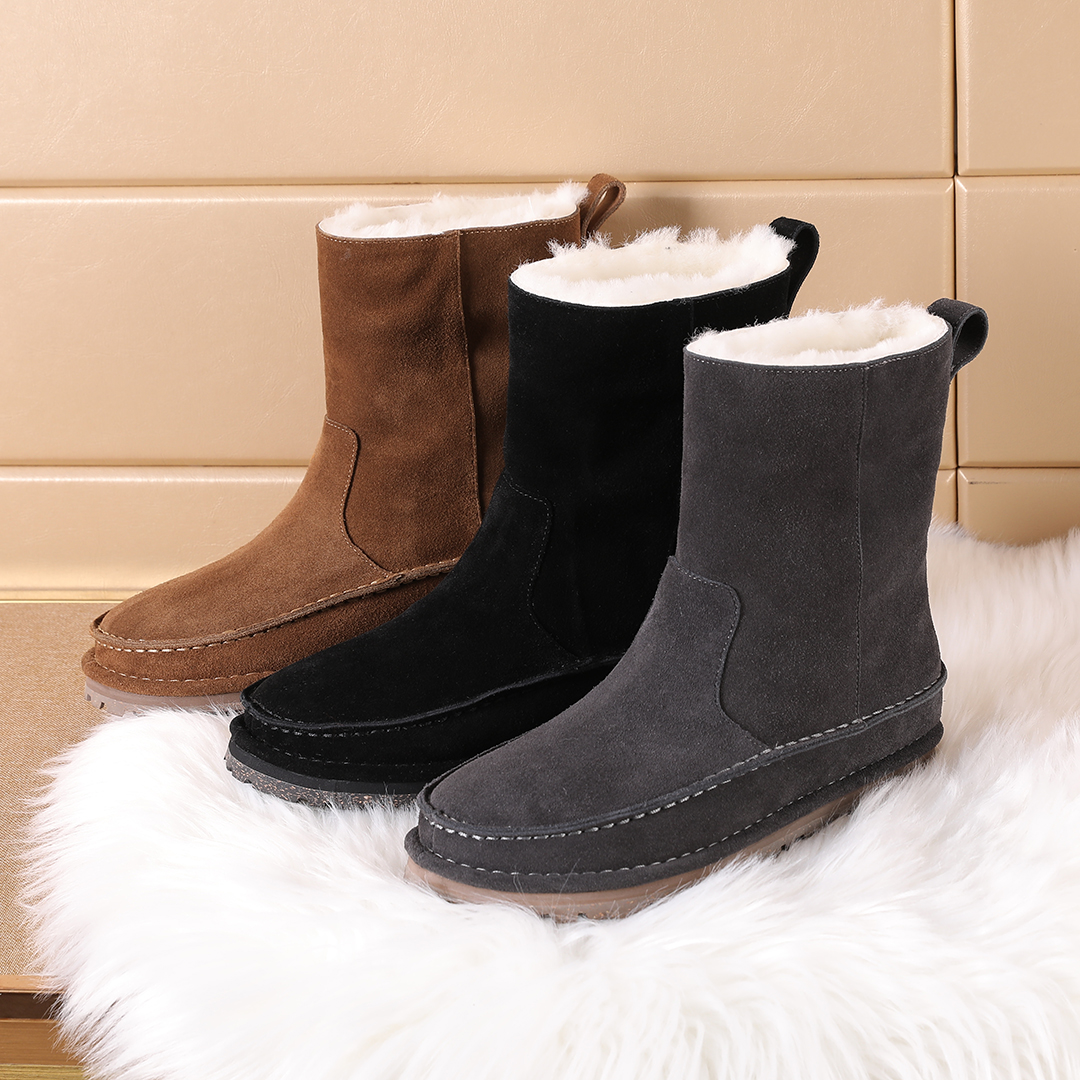 真皮雪地靴女2024新款冬季加绒加厚中筒短靴保暖防寒东北雪地鞋
