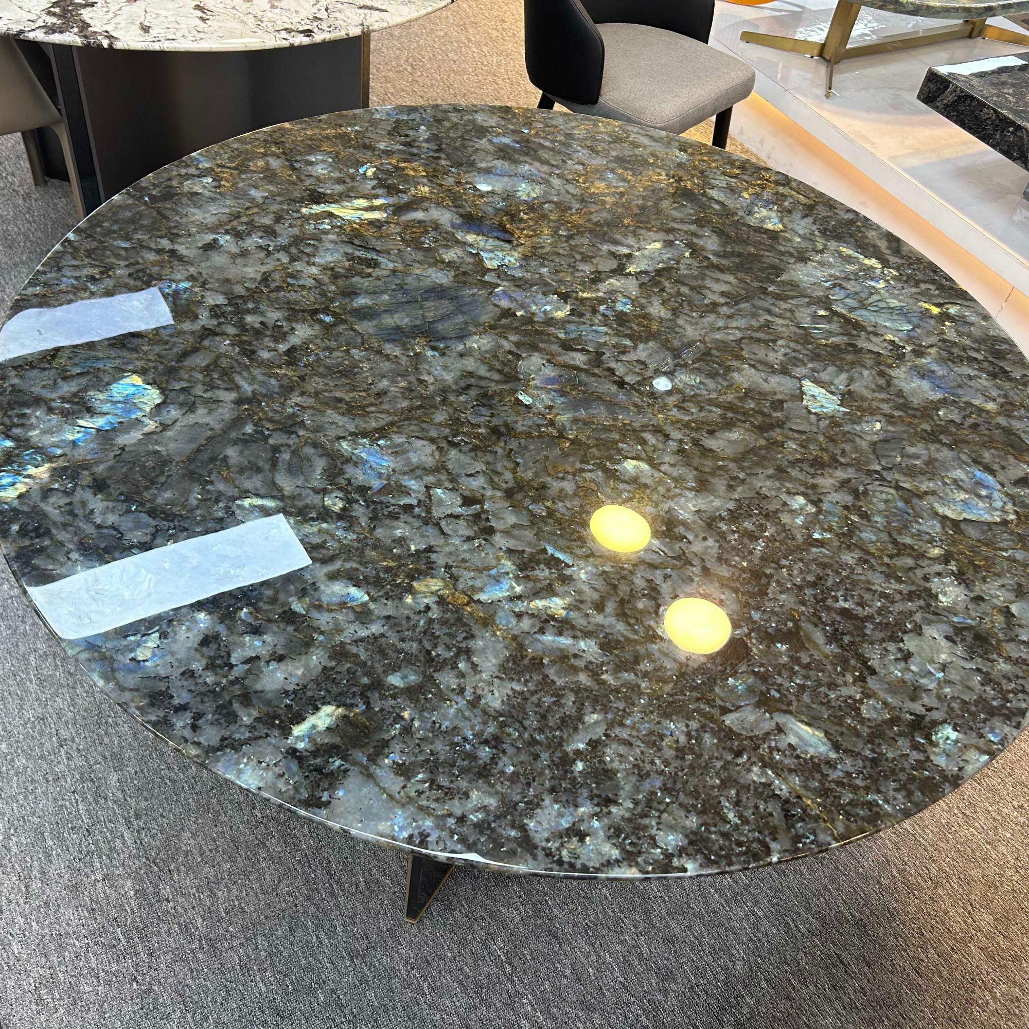 蓝翡翠奢石餐桌轻奢家用简约别墅意式极简客厅时尚餐厅桌子