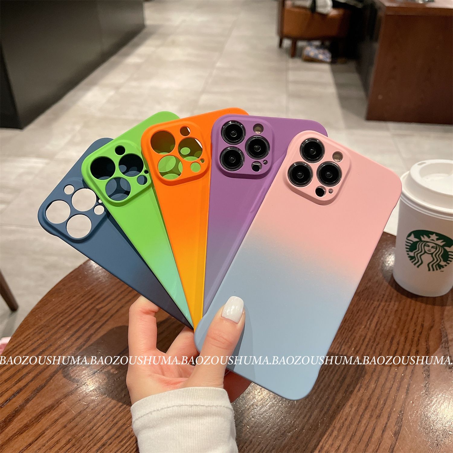 渐变无边框苹果14手机壳磨砂iPhone13promax撞色硬壳12高级11情侣