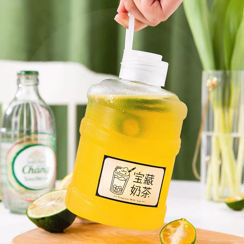 1000ml大容量水果茶杯一次性水桶杯网红创意奶茶桶学生水杯饮料桶