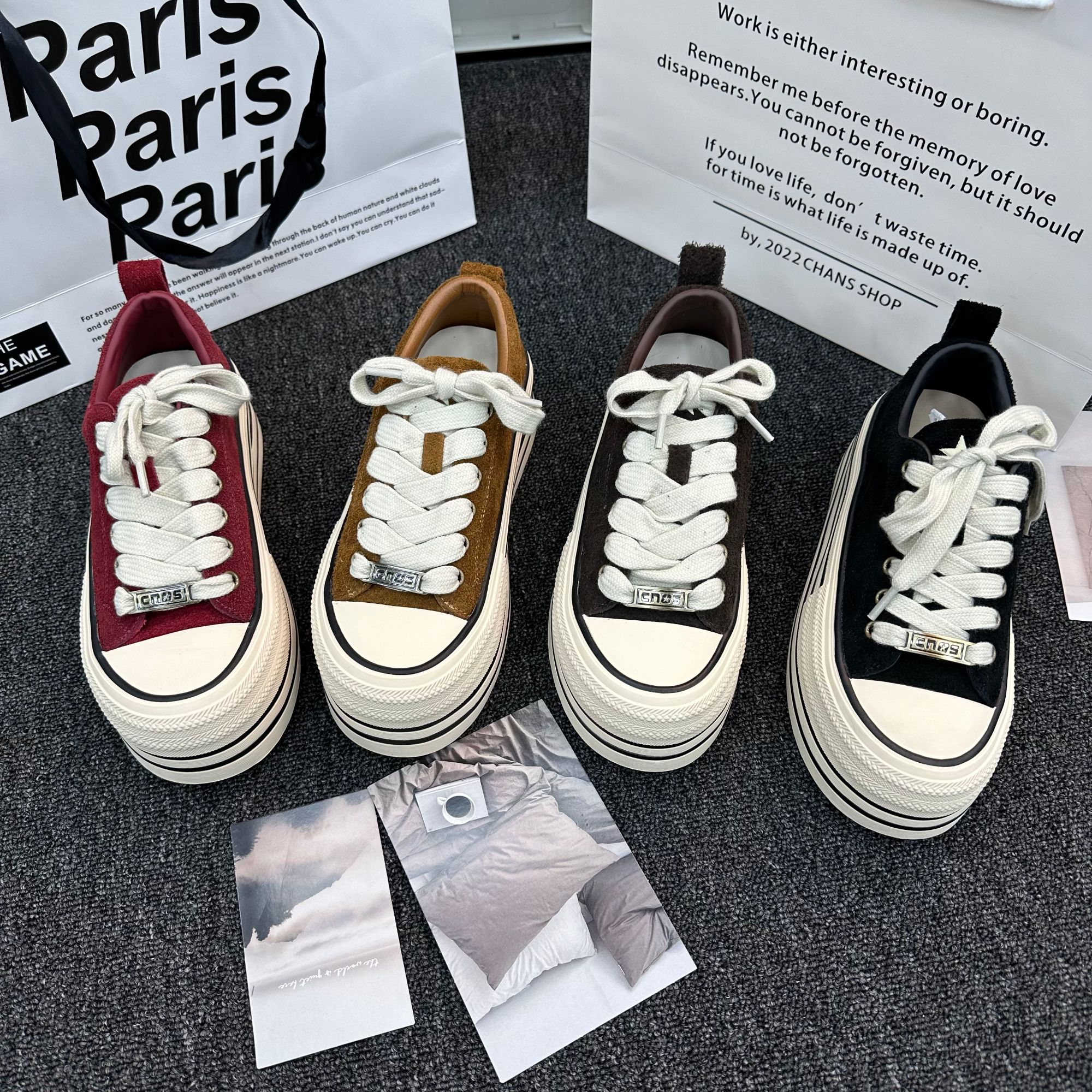 2025春季新款厚底板鞋时尚百搭系带休闲鞋 9982