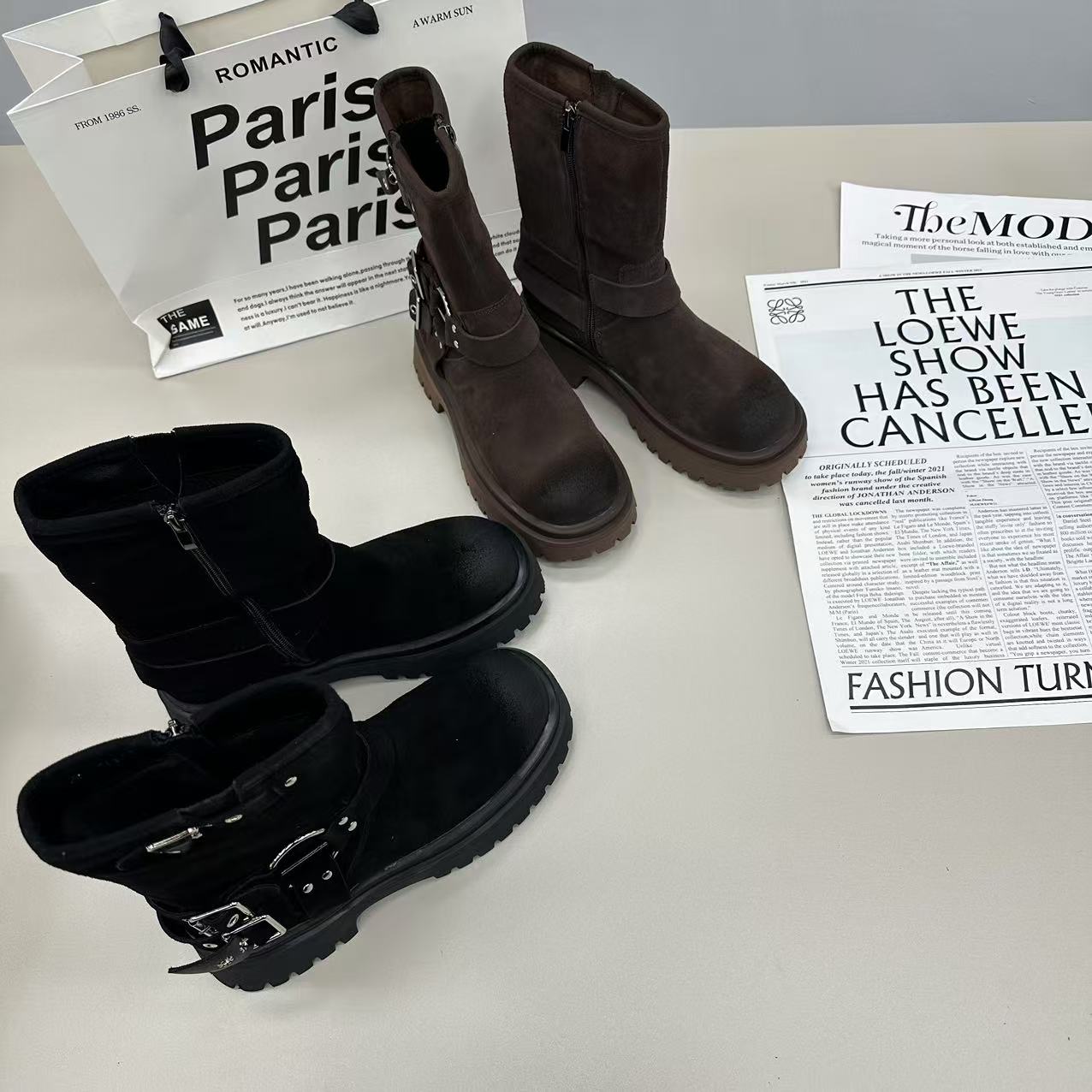 2024冬季新款扣带加绒经典时尚休闲百搭马丁靴 210-28