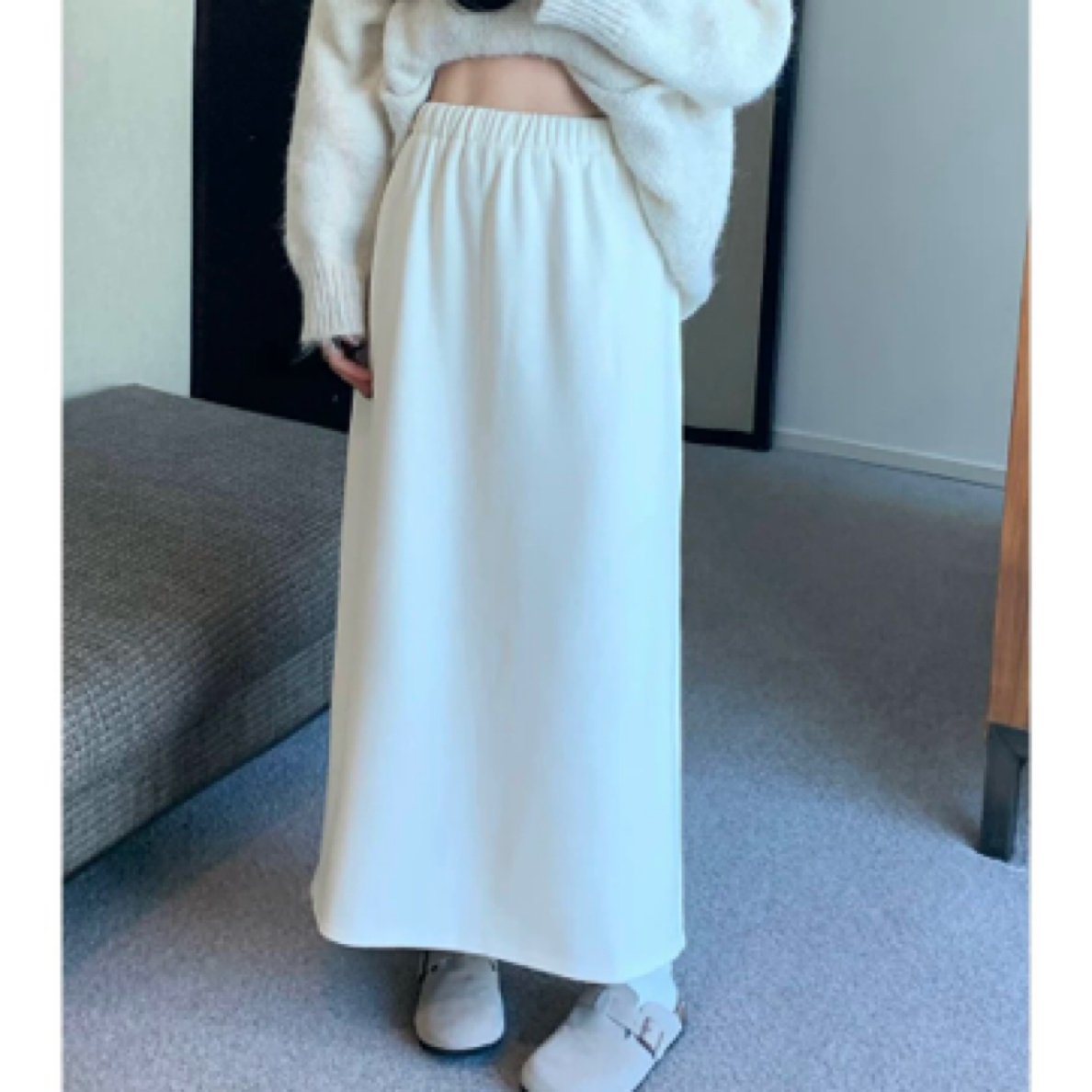 外单～加绒，皮筋腰均码加长款半裙，显瘦，百搭
