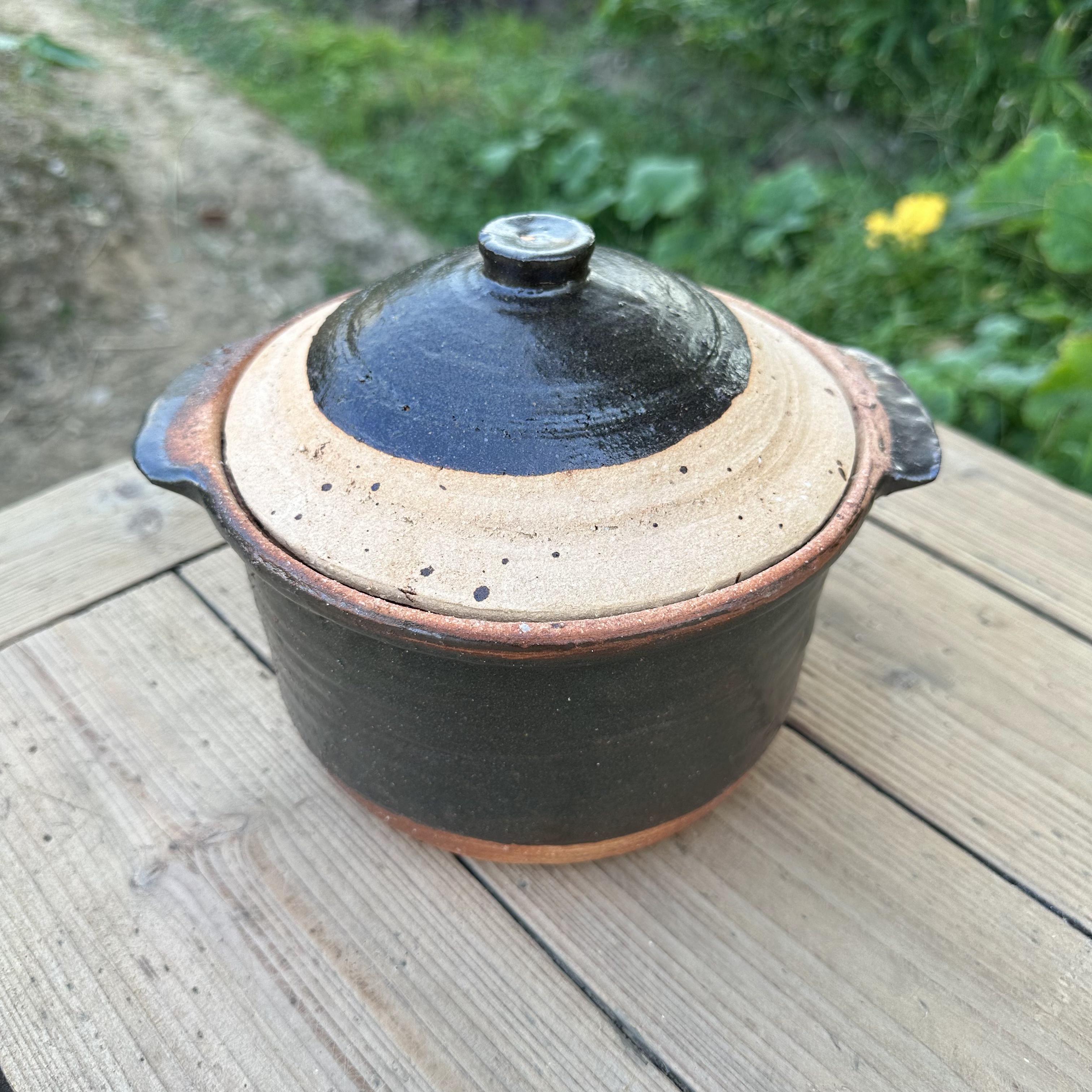 土陶盐罐耐高温加厚带盖家用中式复古辣子油猪油罐厨房干货储物罐