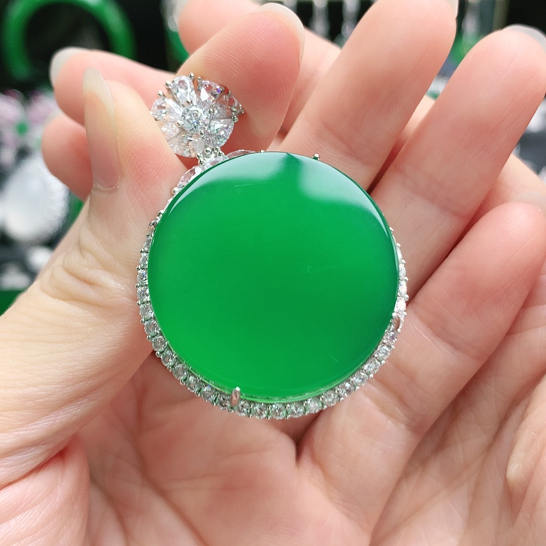 玛瑙/玉髓吊坠银S925镶嵌