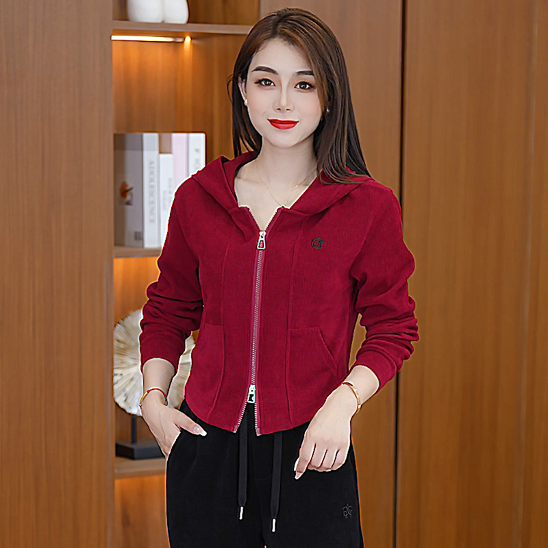 ESSENCEZAZOREVEAL/露卡索早秋短款外套女长袖连帽休闲小个子卫衣