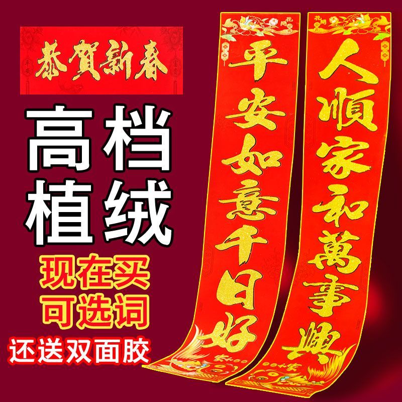 龙年植绒布洒金粉2024新年对联春节城市楼房农村家用大门贴春联