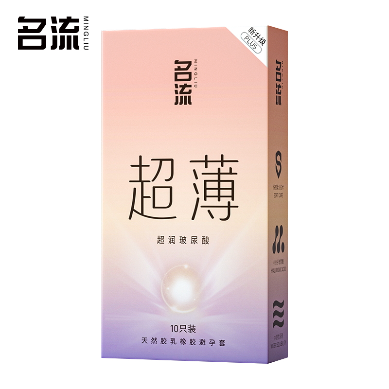 名流超薄超润玻尿酸安全套水润滑男用中号光面天然胶乳橡胶避孕套