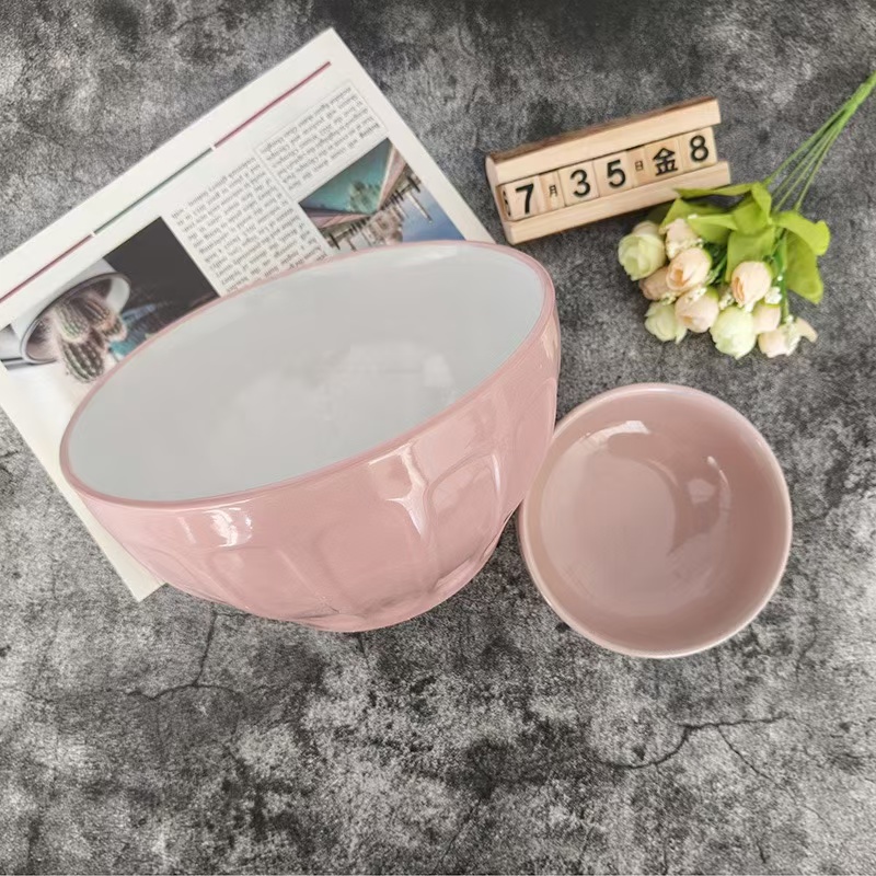 8英寸粉色大汤碗陶瓷炖菜碗家用喝汤浮雕防烫手超大号