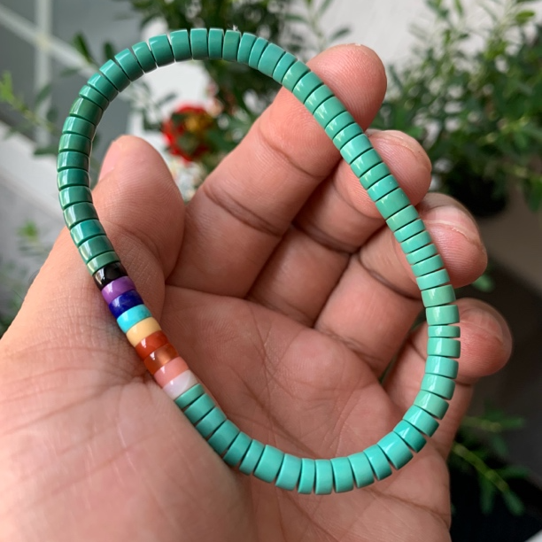 天然原矿绿松石手串高瓷手串直切老型手链新中式文玩叠戴手串