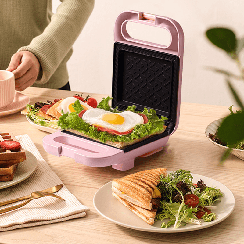 新疆包邮-三明治轻食早餐机多功能双盘小型全自动压面包机电饼铛