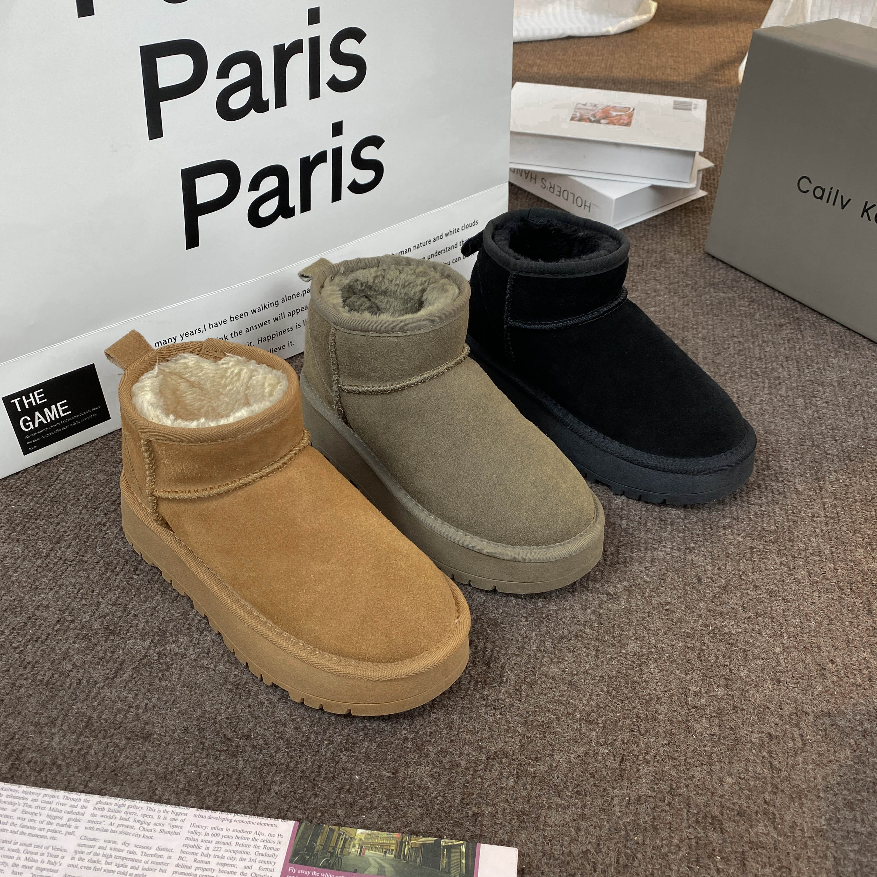 【雪地里的靴】冬季厚底雪地靴女加厚绒棉保短筒雪地棉女款经典女