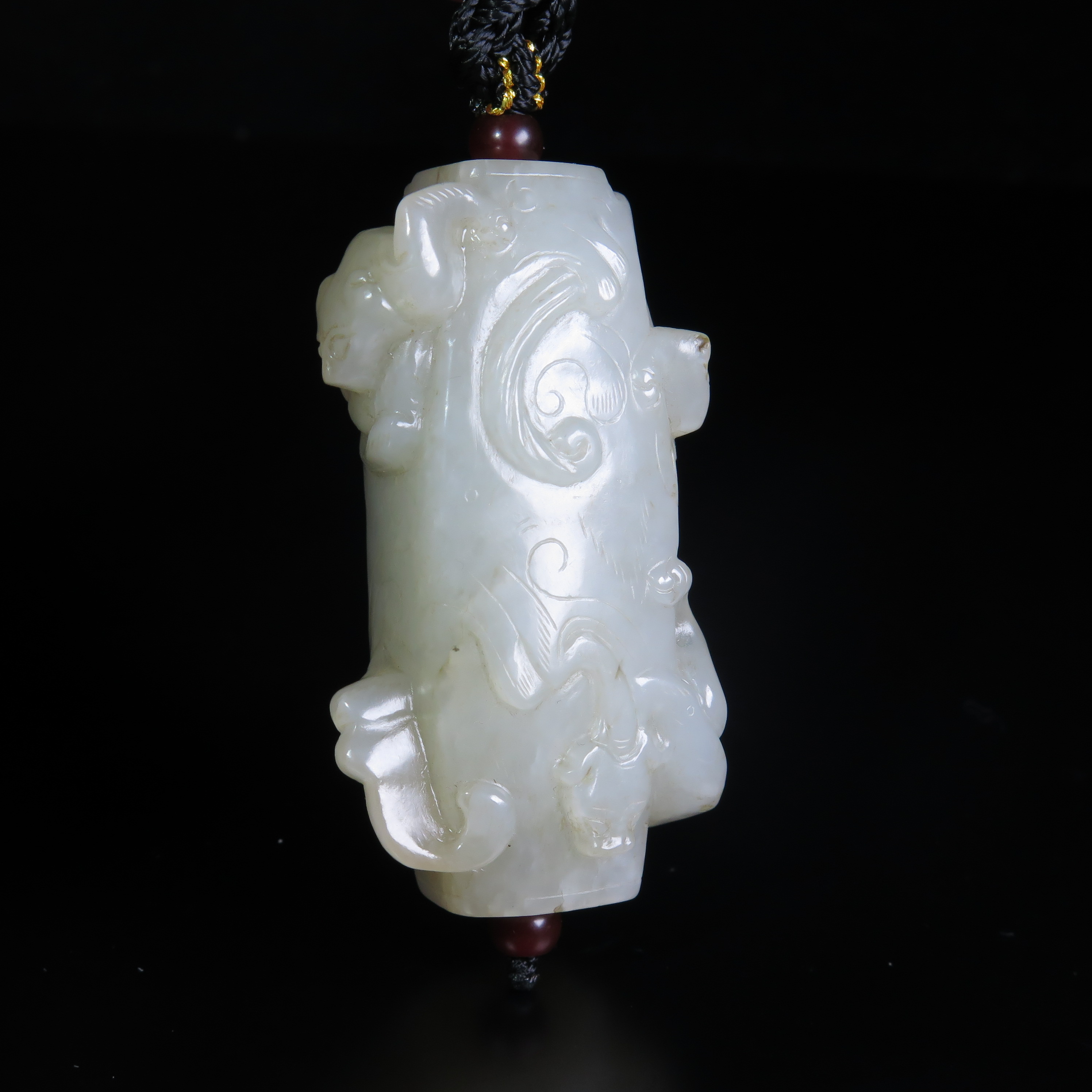 晚清民国浮雕螭龙玉勒子/MZ504491/和田玉/民族文物