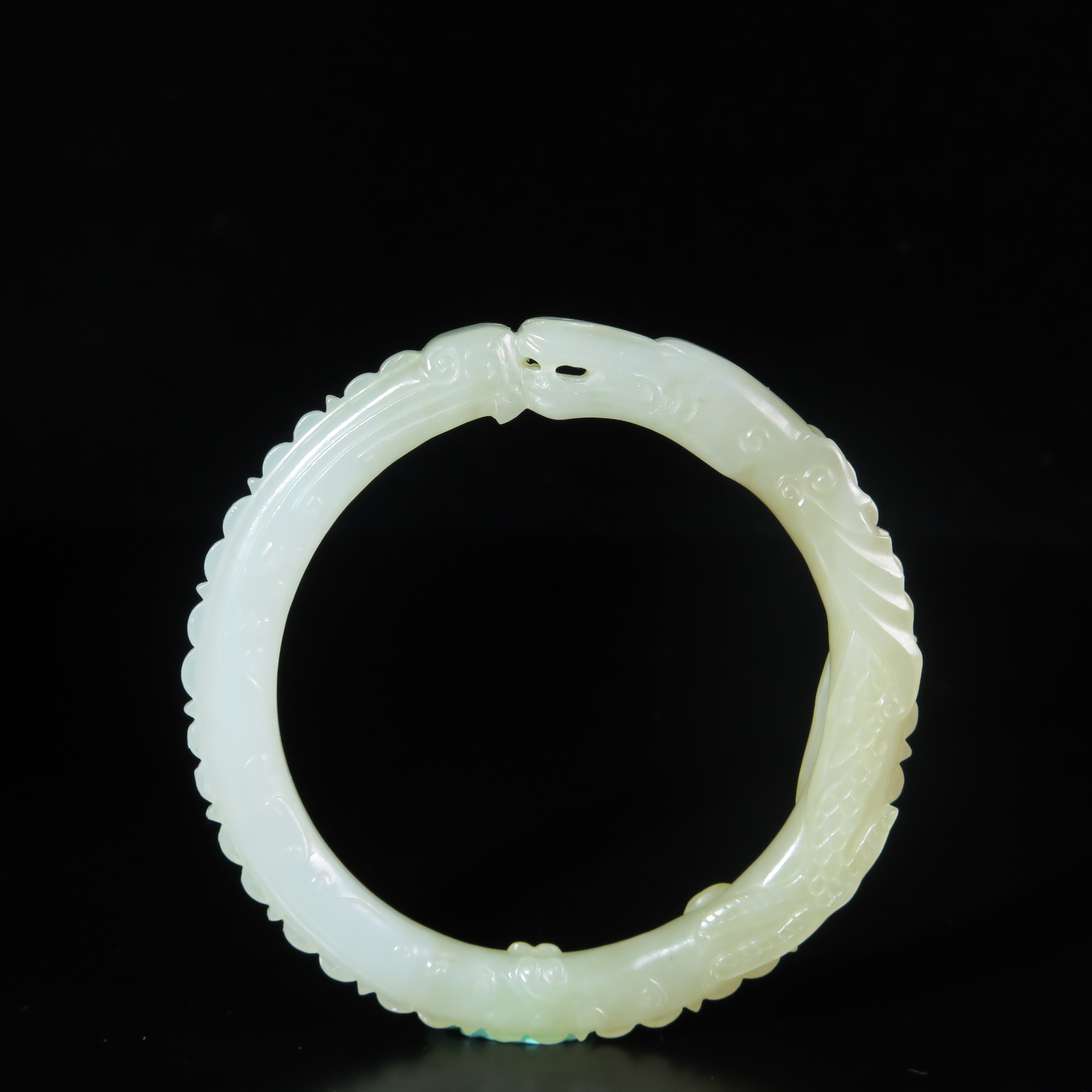 清中期团龙玉镯/MZ428678/和田玉/民族文物