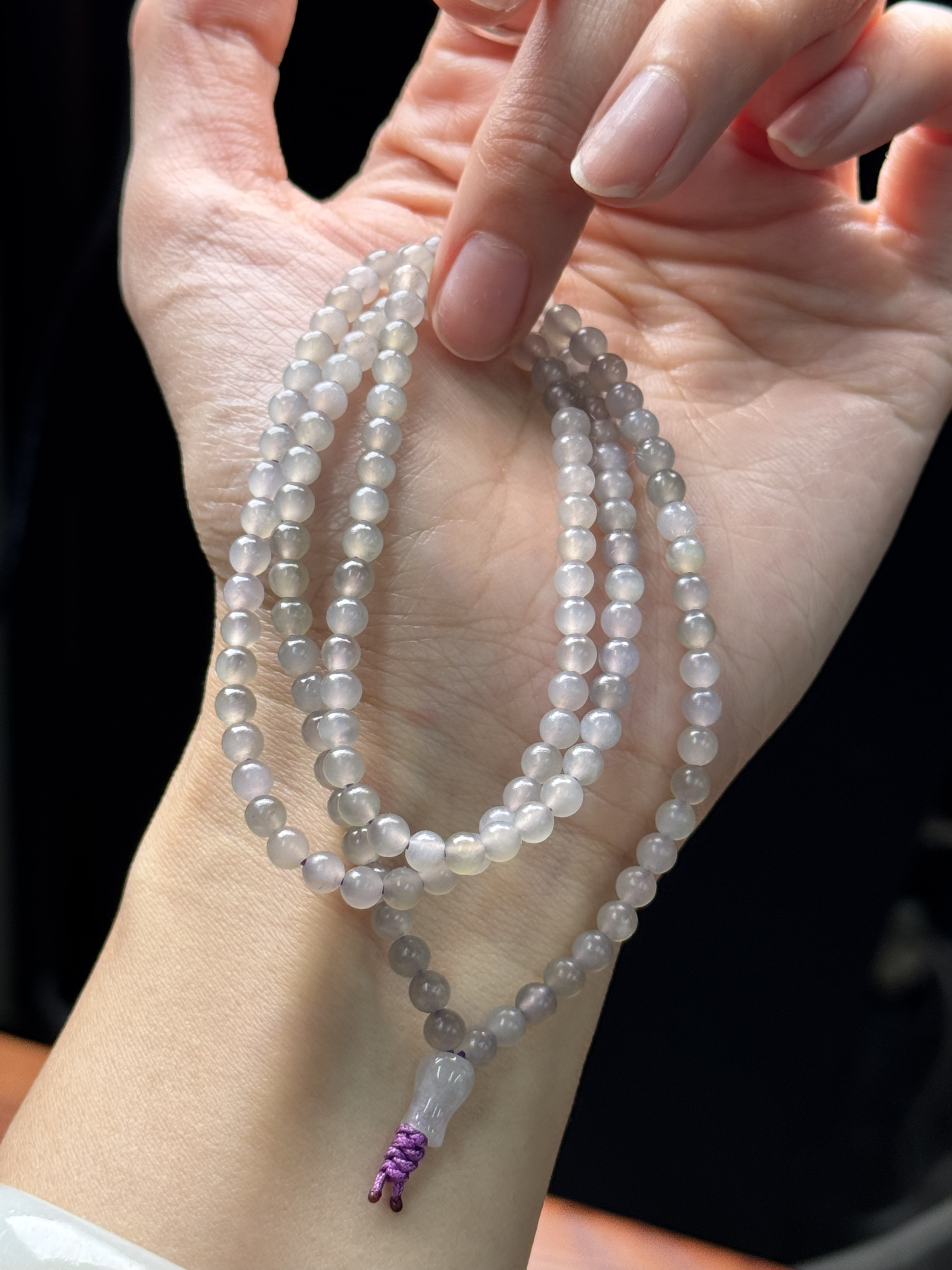 和田玉青海烟紫料小米珠4mm