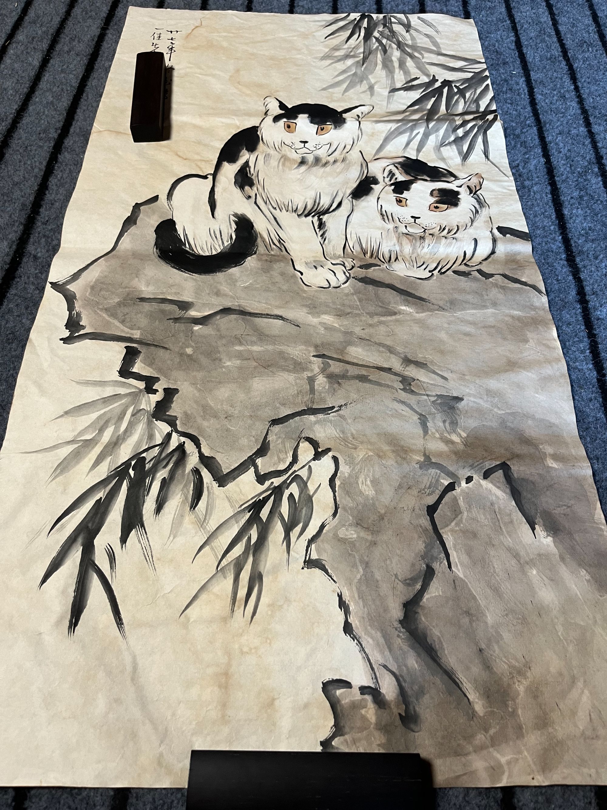 中盛堂雅藏  水墨白猫画图 004