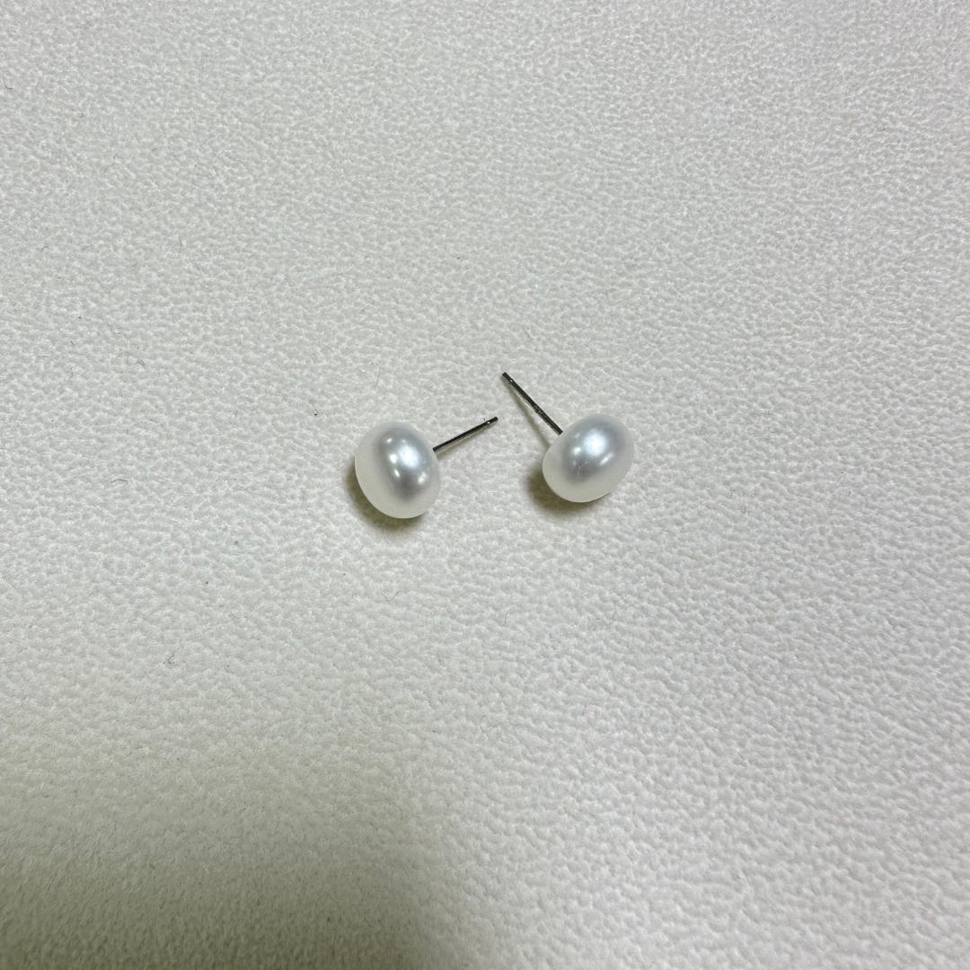 千一时尚珍珠镶嵌白色简单简约优雅大方精选淡水巴洛克耳饰精致