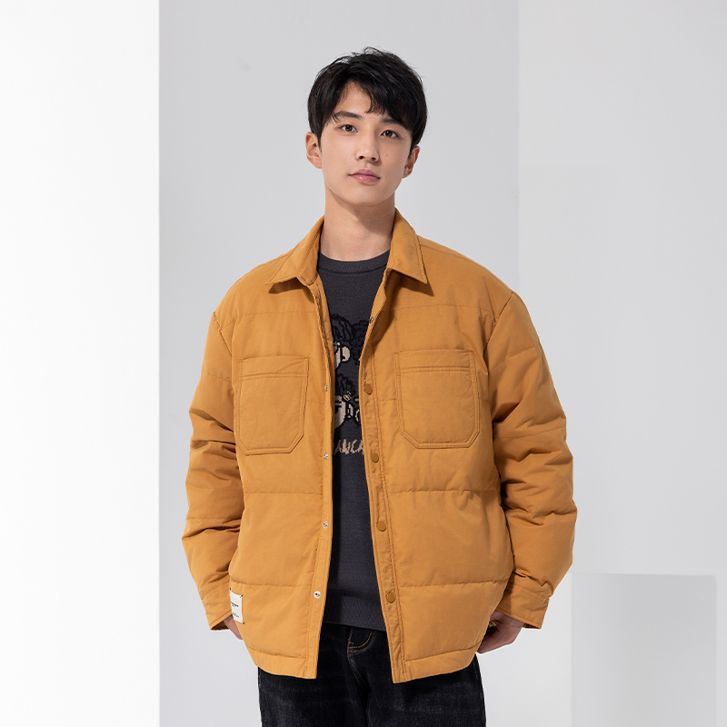 中和休闲男装羽绒服2024冬季新款亮色显白薄款鸭绒外套保暖夹克潮