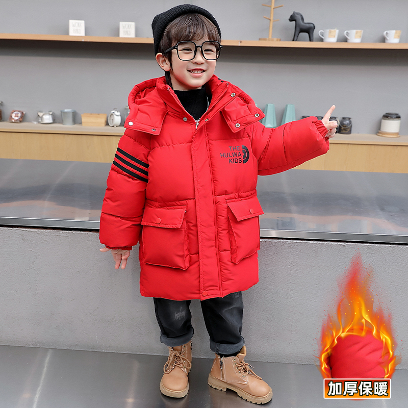 儿童冬装加厚保暖棉衣2023新款男童冬季洋气韩版中长款时尚棉服潮