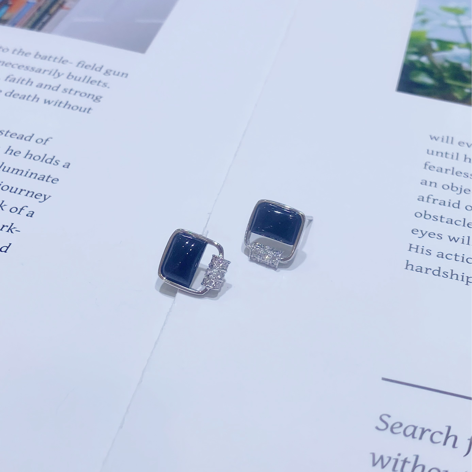 925银合成锆石耳饰 s925银个性潮流耳饰