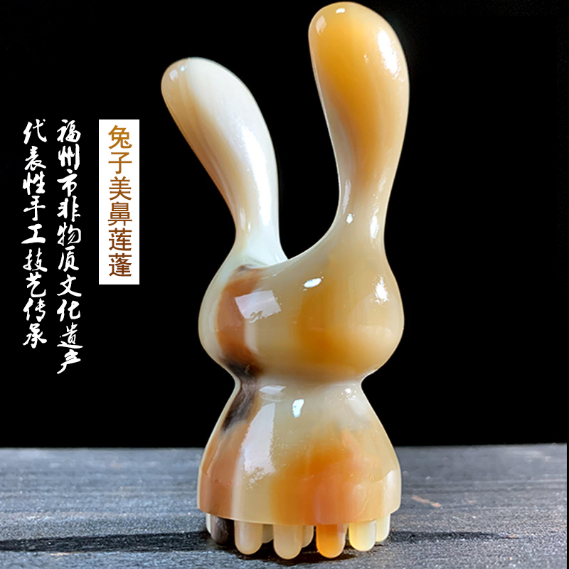 【钰梳坊】正品牦牛角面部刮痧按摩棒经络可爱兔子莲蓬美鼻舒缓提拉