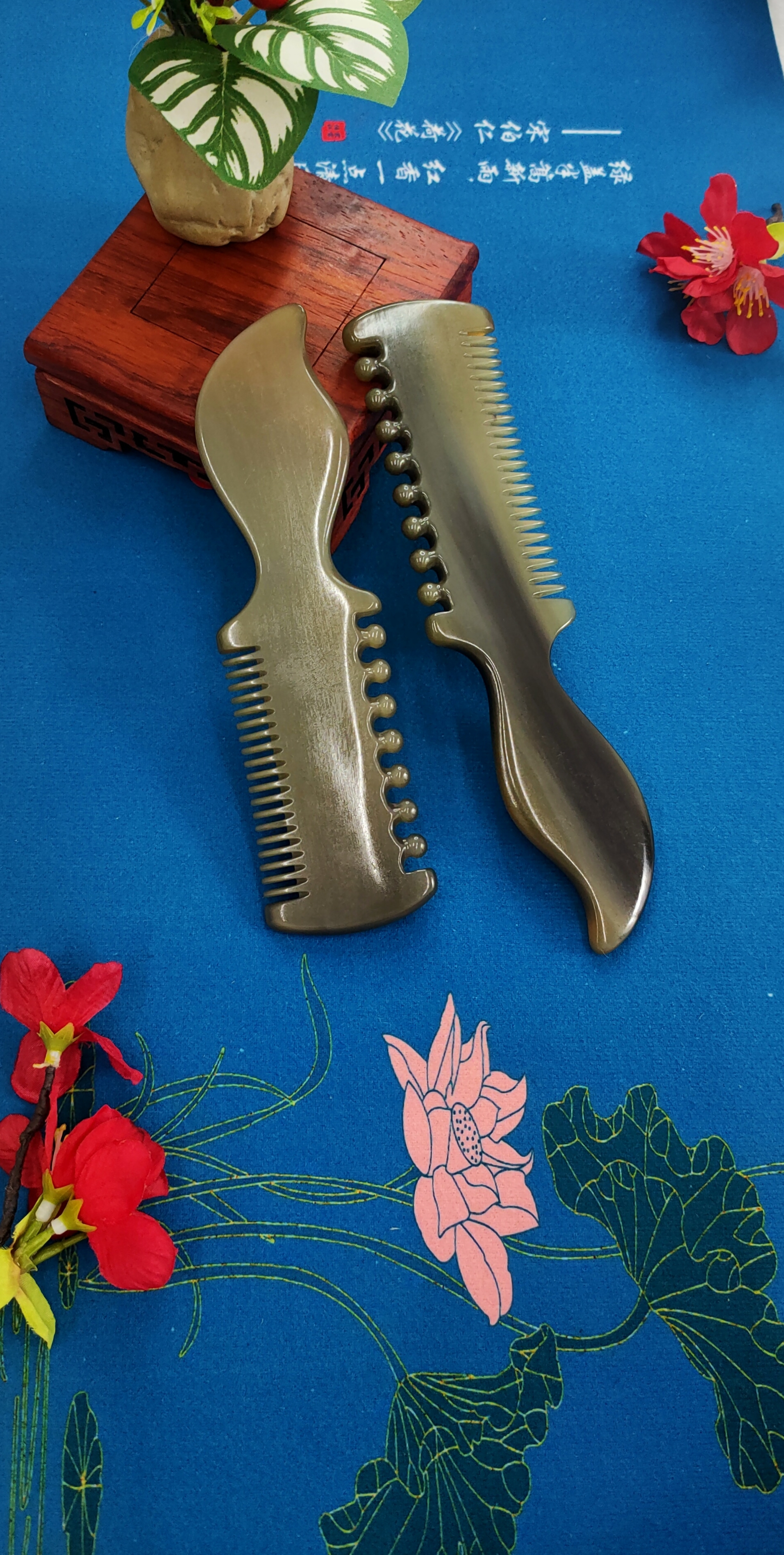 【钰梳坊】#纯手工技艺#白水牛多功能梳子