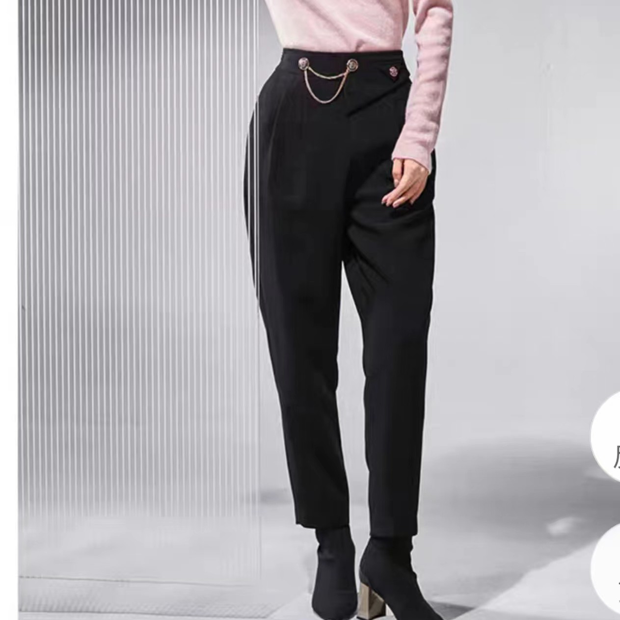 纯色女士欧美风秋冬裤子气质高腰休闲冬季显瘦百搭时尚黑色