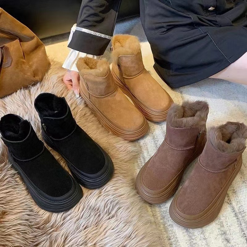 2023新款时尚百搭厚底潮流雪地靴短筒网红阳气增高女性防滑