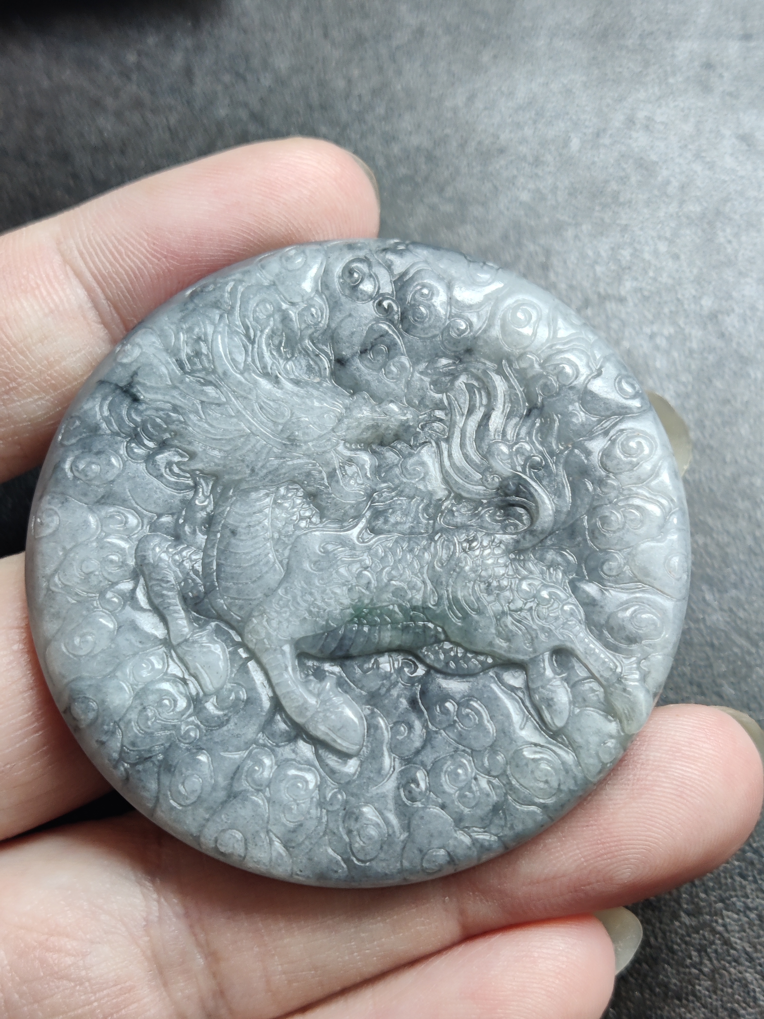 【墨麒麟】天然缅甸翡翠A货 尺寸:52.5*7.8mm