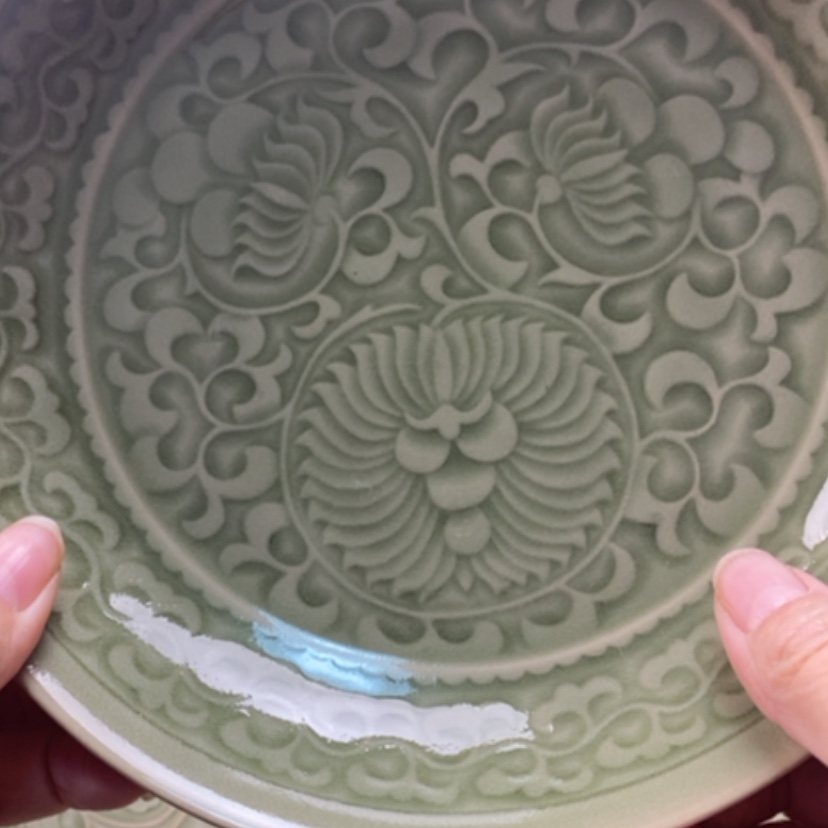 【闪购商品】瓷杯手****4耀州窑半手工赏盘菊纹