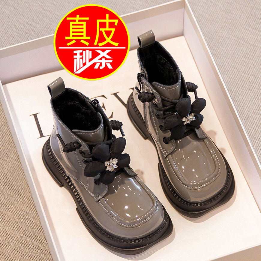 防滑加绒马丁靴女童马丁靴2022秋冬款新款儿童鞋靴子二棉鞋加绒