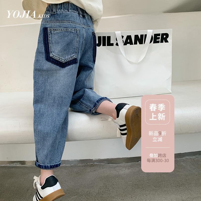 女童牛仔裤 2023秋冬装 洋气秋冬加绒加厚萝卜裤大童儿童裤子冬装