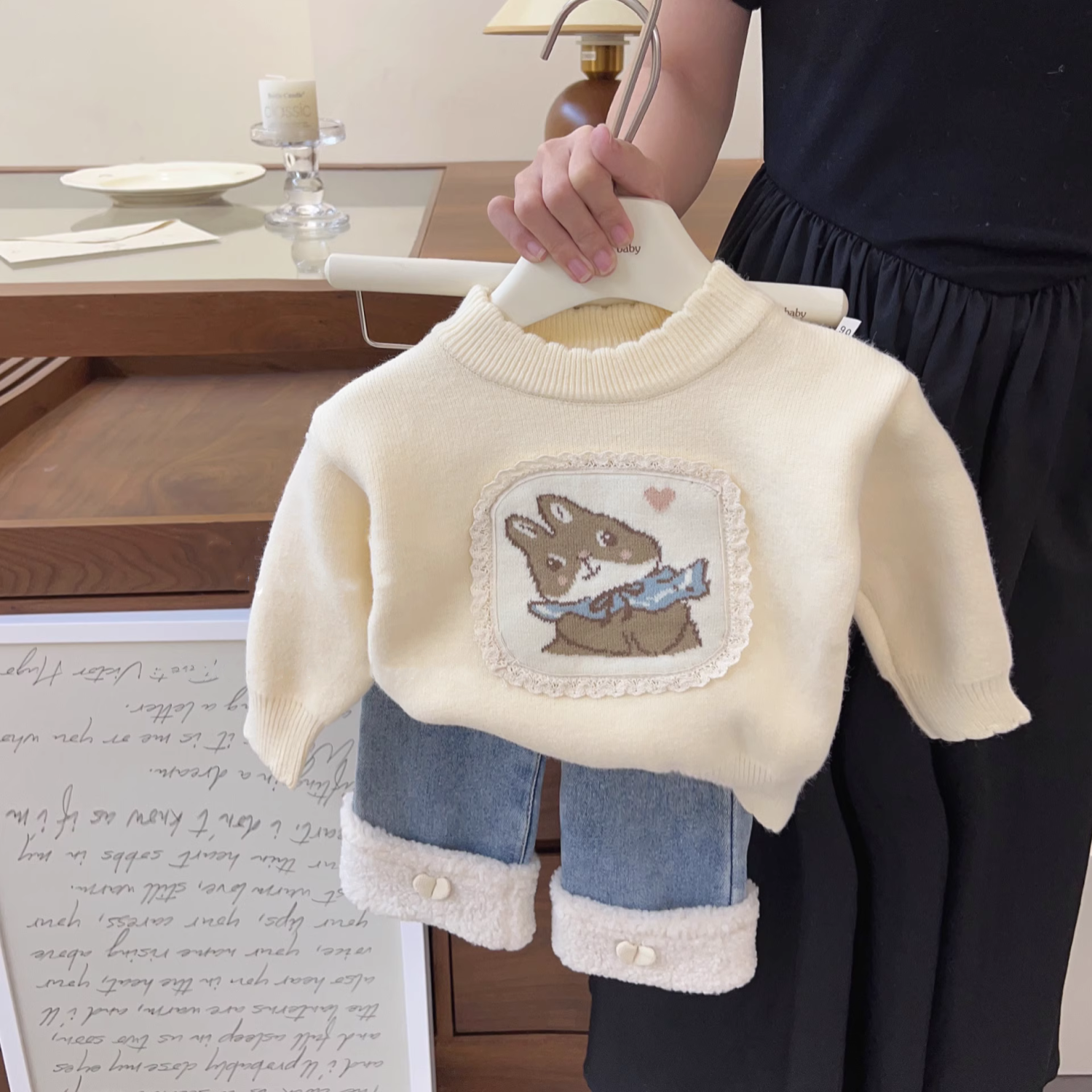 女童毛衣秋冬季2023新款针织套头儿童宝宝洋气一体绒打底加厚冬装