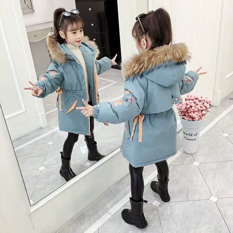 女童棉衣冬装派克服2023新款洋气儿童加厚中长外套小女孩冬季宝宝