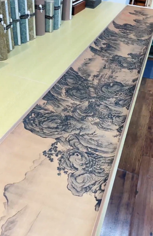 清 王翚 韵接荆关图 山水320.07x35cm-CJ收藏不详